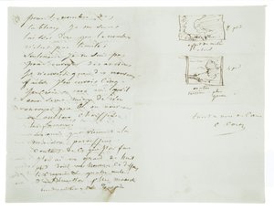 Autograph letter to landscape painter and politician Charles Le Roux, Paris, 29th January 1855 by Jean Baptiste Camille Corot