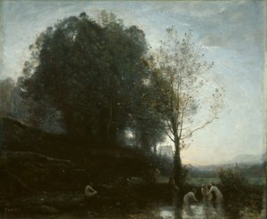Bathing Nymphs and Child by Jean Baptiste Camille Corot