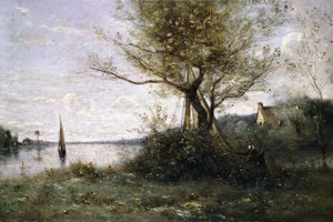 Boat at the Edge of the Island by Jean Baptiste Camille Corot