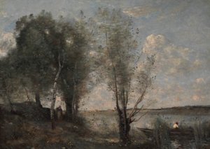 Boatman among the Reeds by Jean Baptiste Camille Corot