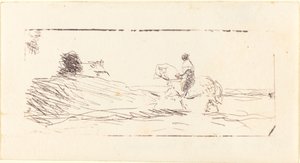 Carte-de-visite with Horseman by Jean Baptiste Camille Corot