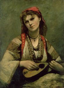 Christine Nilson or The Bohemian with a Mandolin by Jean Baptiste Camille Corot