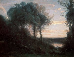 Evening by Jean Baptiste Camille Corot