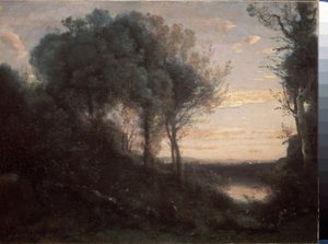 Evening by Jean Baptiste Camille Corot