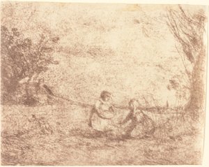 Farm Children by Jean Baptiste Camille Corot