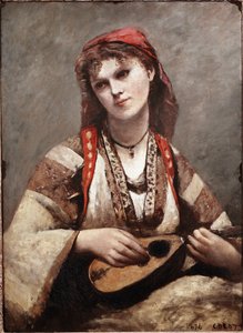 Gypsy with Mandolin by Jean Baptiste Camille Corot