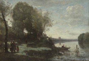 River with a Distant Tower, 1865 by Jean Baptiste Camille Corot