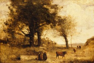 The Cows and the Well by Jean Baptiste Camille Corot
