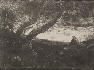 The Dreamer (original impression 1854, printed in 1921) by Jean Baptiste Camille Corot