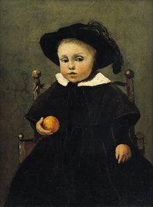 The Painter Adolphe Desbrochers as a Child, Holding an Orange, 1845 by Jean Baptiste Camille Corot
