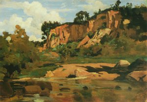 The Red Rocks at Civita Castellana by Jean Baptiste Camille Corot