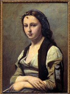 The woman with the pearl by Jean Baptiste Camille Corot