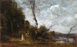 Three Peasant Women by a Wood by Jean Baptiste Camille Corot