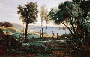 View near Naples by Jean Baptiste Camille Corot