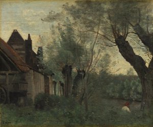 Willows and Farmhouse at Sainte-Catherine-lès-Arras by Jean Baptiste Camille Corot