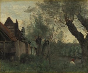 Willows and Farmhouse at Sainte-Catherine-lès-Arras, 1871 by Jean Baptiste Camille Corot