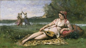 Young Women of Sparta (or Gypsy Reclining) c.1868-70 by Jean Baptiste Camille Corot