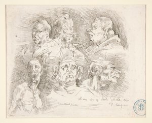 Sketches of Grotesque Heads by Jean Baptiste Carpeaux