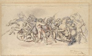 Start of the Race of the Barberi Horses, Rome by Jean Baptiste Carpeaux