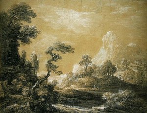 A Classical Landscape by Jean Baptiste Claude Chatelain