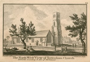 The North West View of Tottenham Church, London by Jean Baptiste Claude Chatelain