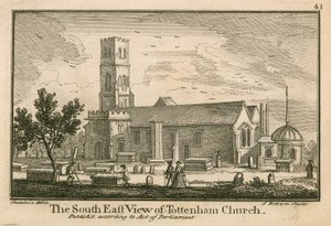 The south east view of Tottenham Church, London by Jean Baptiste Claude Chatelain
