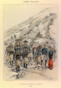 Types and Uniforms of the French Army: Indigenous Tirailleurs in Column in 1886, Private Collection by Jean Baptiste Edouard Detaille