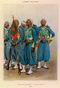 Types and Uniforms of the French Army: Native Tirailleurs in Great Outfit in 1886, Private Collection by Jean Baptiste Edouard Detaille