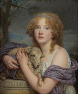 Girl with a Lamb by Jean Baptiste Greuze