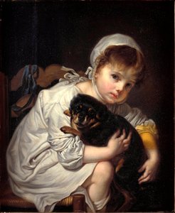 The Little Girl with the Little Dog by Jean Baptiste Greuze