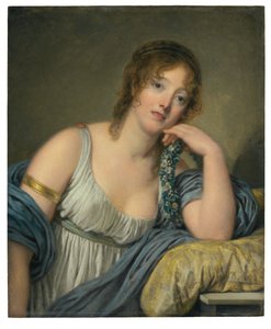 Portrait of Jeanne Philiberte Ledoux, half-length by Jean Baptiste Greuze