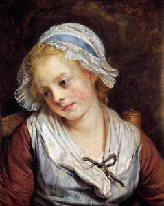 Portrait of a Maiden. Painting by Jean-Baptiste Greuze (1765). Conde Museum, Chantilly, France by Jean Baptiste Greuze