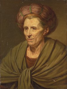 Portrait of a Woman, Bust-Length, with a Brown Turban and Green Shawl by Jean Baptiste Greuze