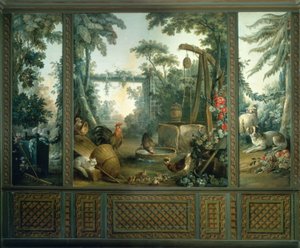 Two Doves Pecking in a Landscape by Jean Baptiste Huet