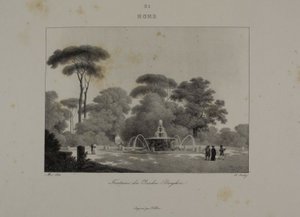 Fountain in the Garden of the Villa Borghese, Rome by Jean Baptiste Isabey