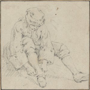 Man Pulling on His Shoe
