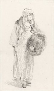 Russian woman with a fur muff by Jean Baptiste Le Prince