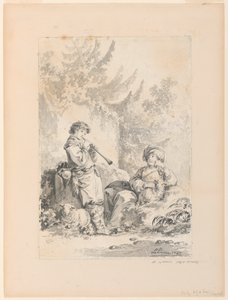 Shepherd Boy and Shepherdess in a Landscape