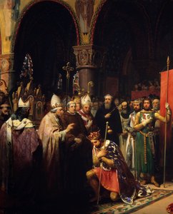 King Louis VII Takes the Oriflame at the Basilica of Saint Denis by Jean Baptiste Mauzaisse