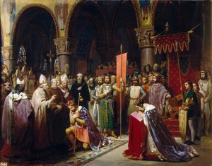 King Louis VII takes the standard at Saint-Denis