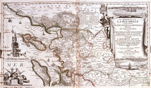 Map of Poitou-Charentes (France) (engraving) by Jean Baptiste Nolin