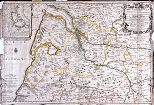 Map of the area around Bordeaux (France) by Jean Baptiste Nolin
