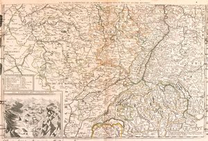 Map of the Area around the Rhine (Germany, Switzerland, France) by Jean Baptiste Nolin