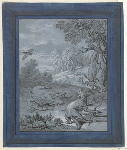 The Wolf and the Hunter (Illustrations for Fables by Jean de la Fontaine)