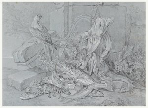 Still-life with Fish and Parrot, 1740 by Jean Baptiste Oudry