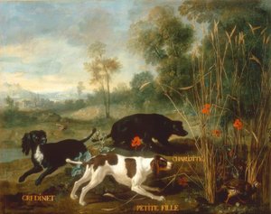 Gredinet, Little Girl and Charlotte, Three Spaniels of Lou by Jean Baptiste Oudry