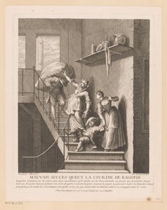 Ragotin with Two Ladies on a Staircase by Jean Baptiste Oudry