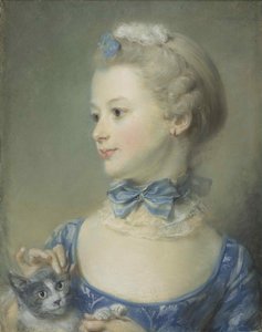 The Little Girl with the Cat Marie-Anne Huquier, 1747 by Jean Baptiste Perronneau