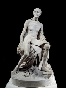 Francois-Marie Arouet dit Voltaire Nude Marble Sculpture by Jean-Baptiste Pigalle by Jean Baptiste Pigalle