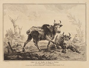 Notebook of Six Sheets of Oxen and Cows by Jean Baptiste Pillement